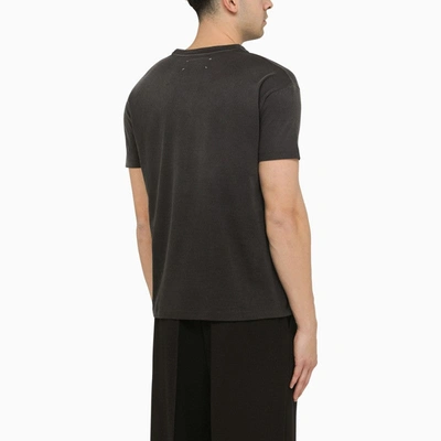 Shop Maison Margiela Black Washed-out Cotton T-shirt With Reverse Logo Men In Gray