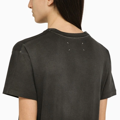 Shop Maison Margiela Black Washed-out Cotton T-shirt With Reverse Logo Women In Gray