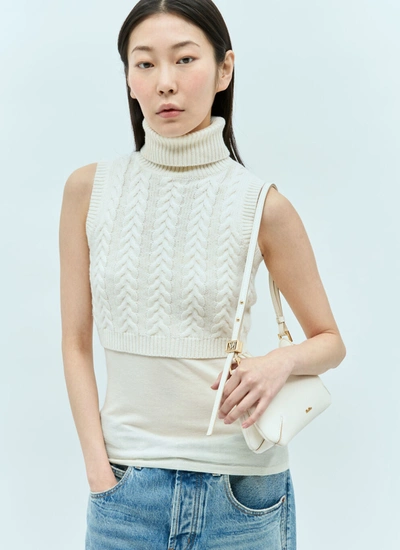 Shop Max Mara Women Leather Daisy Baguette Shoulder Bag In White