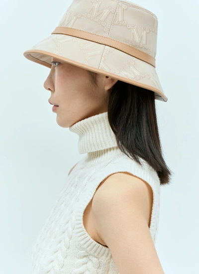Shop Max Mara Women Jacquard Cotton Bucket Hat In Cream