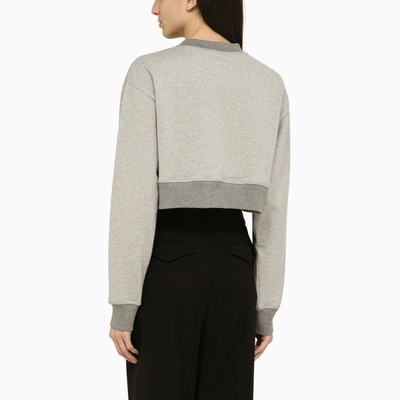 Shop Miu Miu Grey Cotton Cropped Sweatshirt Women In Gray