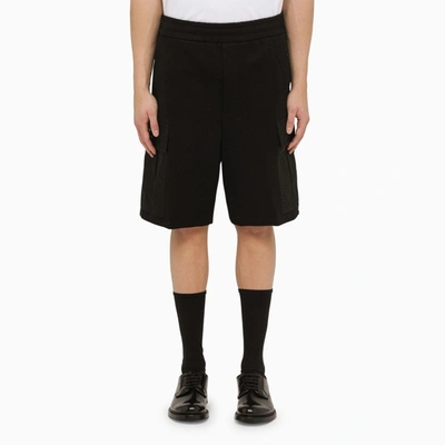 Shop Prada Black Cotton Bermuda Shorts With Logo Men