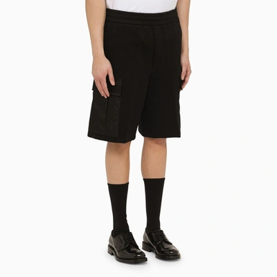 Shop Prada Black Cotton Bermuda Shorts With Logo Men