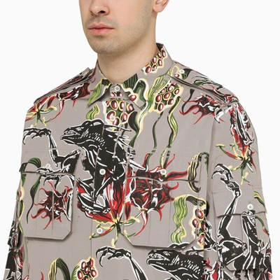 Shop Prada Granite-coloured Shirt With Cotton Print Men In Multicolor
