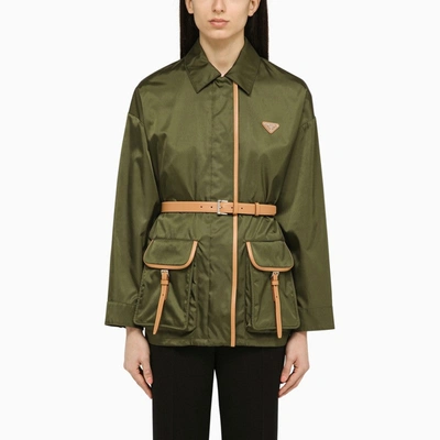 Shop Prada Loden-coloured Jacket In Re-nylon With Logo Women In Green