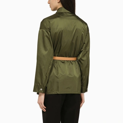 Shop Prada Loden-coloured Jacket In Re-nylon With Logo Women In Green
