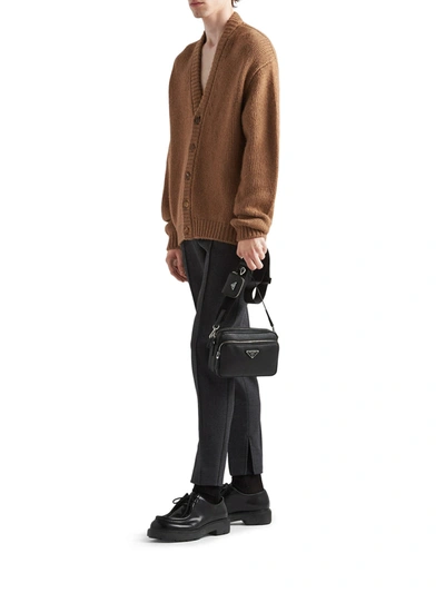 Shop Prada Men Saffiano Shoulder Bag In Black