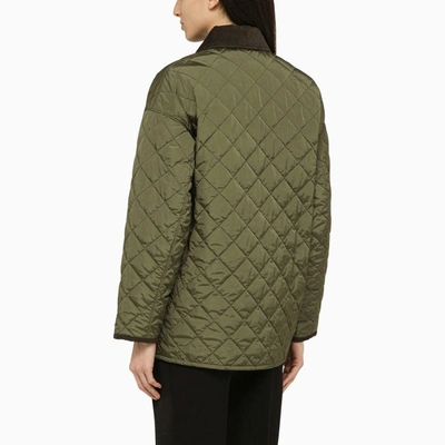 Shop Prada Military Green Quilted Jacket With Logo Women