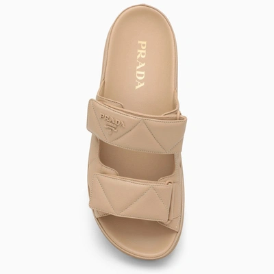 Shop Prada Sand-coloured Leather Slide Women In Cream