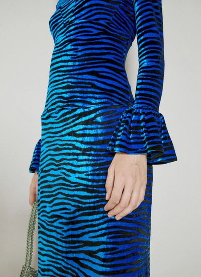 Shop Rabanne Women Velvet Zebra Print Top In Blue
