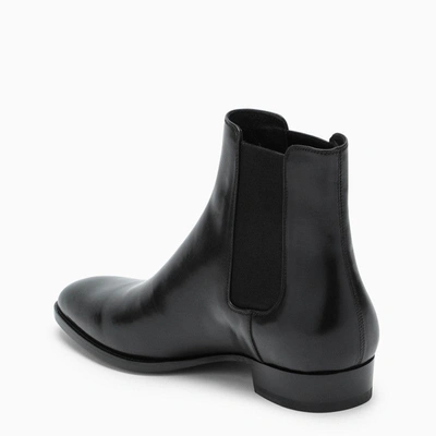 Shop Saint Laurent Black Leather Ankle Boots Men