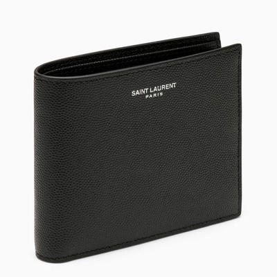 Shop Saint Laurent Black Leather Bi-fold Wallet With Logo Men