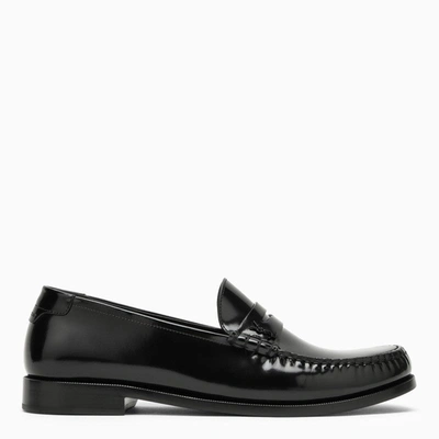 Shop Saint Laurent Black Patent Leather Loafer Men