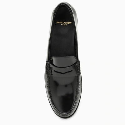 Shop Saint Laurent Black Patent Leather Loafer Men