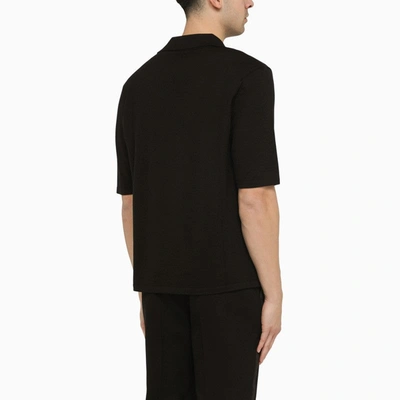 Shop Saint Laurent Black Wool Cassandre Polo Shirt Men