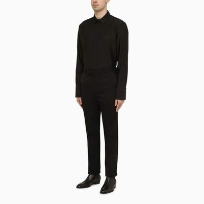Shop Saint Laurent Black Wool Trousers Men