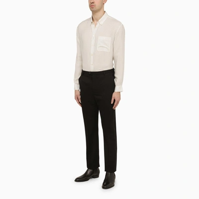 Shop Saint Laurent Cassandre Striped Silk Shirt Men In Cream