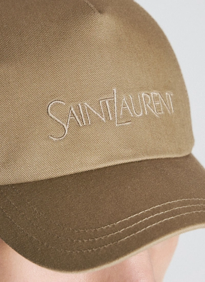 Shop Saint Laurent Men Logo Embroidery Baseball Cap In Cream