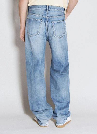 Shop Saint Laurent Men Long Baggy Jeans In Blue