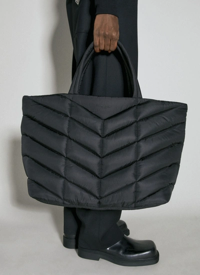 Shop Saint Laurent Men Puffer Tote Bag In Black