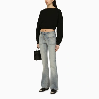Shop Saint Laurent Short Black Cotton Sweatshirt Women