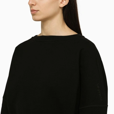 Shop Saint Laurent Short Black Cotton Sweatshirt Women