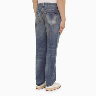 Shop Saint Laurent Washed Denim Jeans Men In Blue