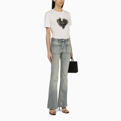 Shop Saint Laurent White Cotton Heart T-shirt Women