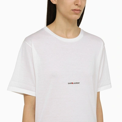 Shop Saint Laurent White Logo-print Crewneck T-shirt Women