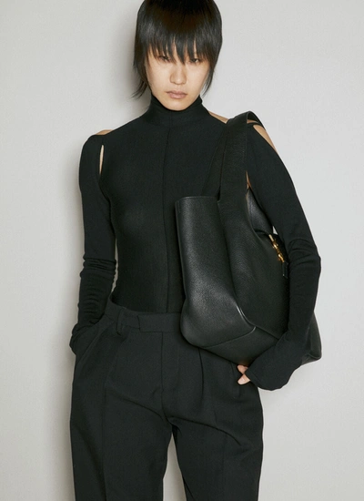 Saint Laurent Bea Deerskin Leather Tote In Black