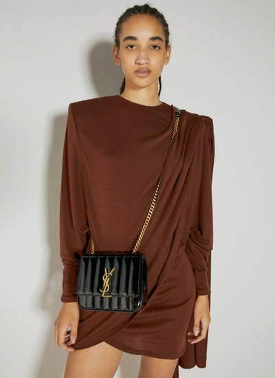 Shop Saint Laurent Women Vicky Small Shoulder Bag In Black