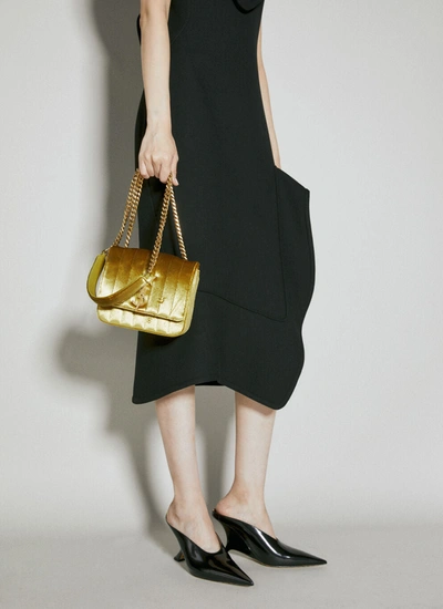 Shop Saint Laurent Women Vicky Small Shoulder Bag In Gold