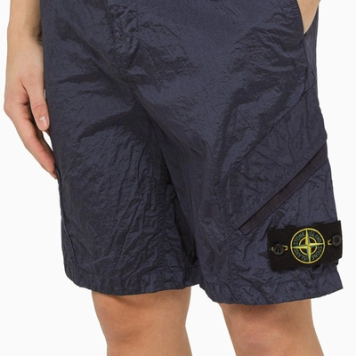 Shop Stone Island Navy-coloured Nylon Bermuda Shorts Men In Blue