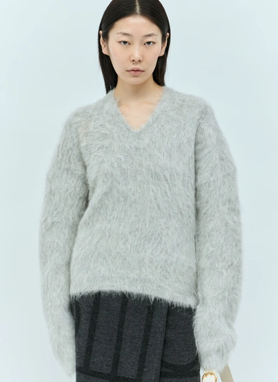 Shop Totême Toteme Women Petite Alpaca-blend Knit Sweater In Gray