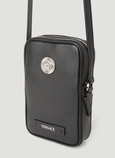 Shop Versace Men Medusa Biggie Small Crossbody Bag In Black