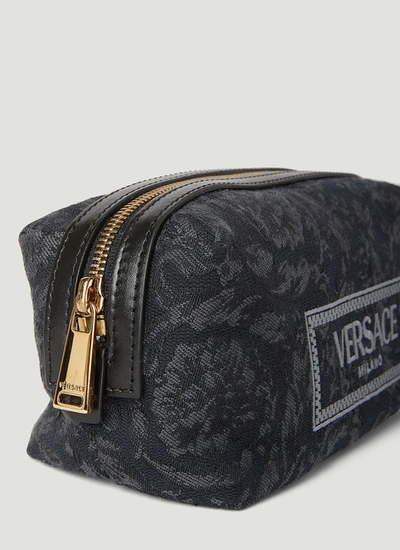 Shop Versace Women Barocco Athena Jacquard Vanity Pouch In Black
