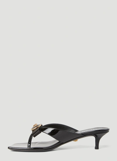 Shop Versace Women Gianni Ribbon Low Mules In Black