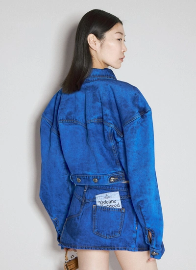 Shop Vivienne Westwood Women Cropped Denim Boxer Jacket In Blue