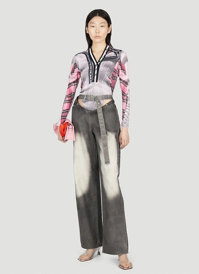Shop Y/project X Jean Paul Gaultier Women Trompe L'oeil Cardigan Bodysuit In Grey In Gray