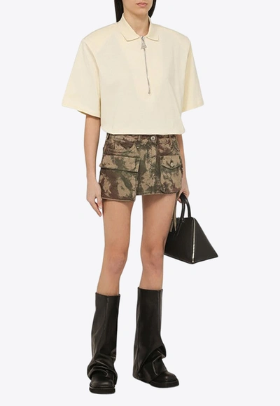 Attico Fay Camouflage-print Miniskirt In Brown
