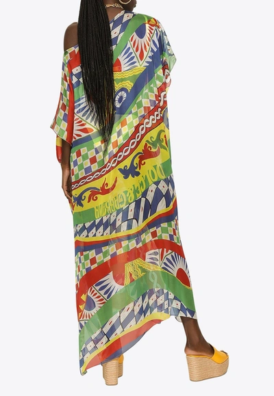 Dolce & Gabbana Carretto Print Maxi Kaftan Dress In Multicolor