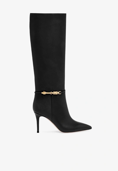 Shop Gianvito Rossi Carrey 85 Calf Leather Knee-high Boots In Black