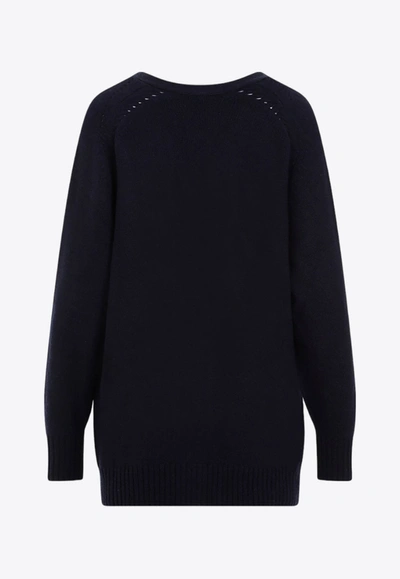 Chloé Knot-button Recycled Cashmere Cardigan In Blue