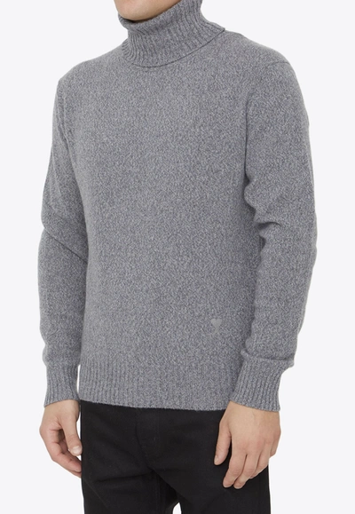 Shop Ami Alexandre Mattiussi Cashmere Turtleneck Sweater In Gray
