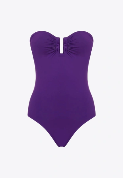 Shop Eres Cassiopée Strapless One-piece Swimsuit In Purple
