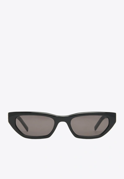 Shop Saint Laurent Cat-eye Acetate Sunglasses In Gray