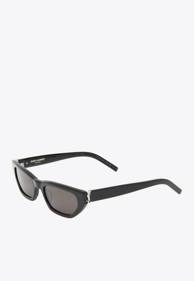 Shop Saint Laurent Cat-eye Acetate Sunglasses In Gray