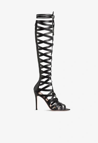 Shop Gianvito Rossi Catherine 105 Knee-high Gladiator Boots In Black