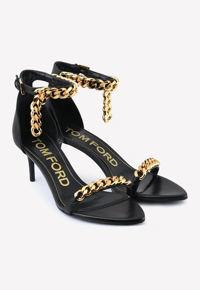 Shop Tom Ford Chain 55 Leather Sandals In Black