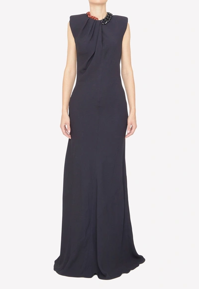 Shop Stella Mccartney Chain Detail Long Dress In Black